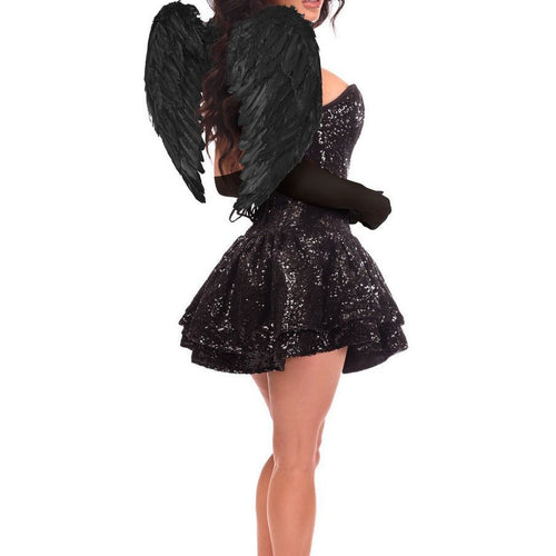 Top Drawer 4 PC Sequin Dark Angel Corset Dress Costume