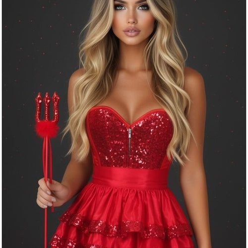Top Drawer 4 PC Sequin Devil Corset Costume