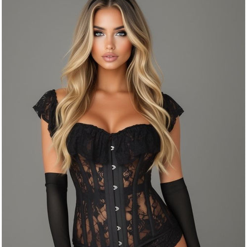 Top Drawer 4 PC Sheer Lace Bunny Corset Costume