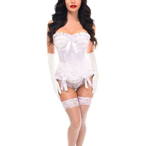 Top Drawer 4 PC White Burlesque Bunny Corset Costume