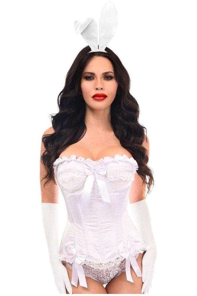 Top Drawer 4 PC White Burlesque Bunny Corset Costume - Daisy Corsets