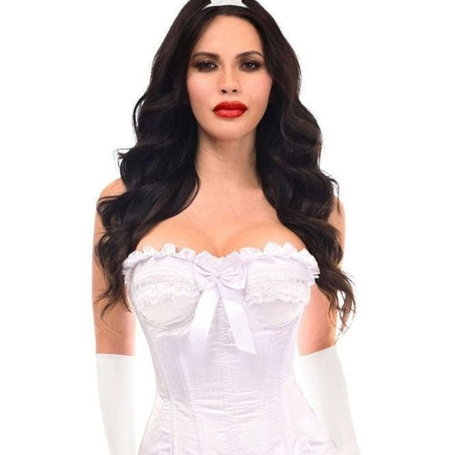 Top Drawer 4 PC White Burlesque Bunny Corset Costume
