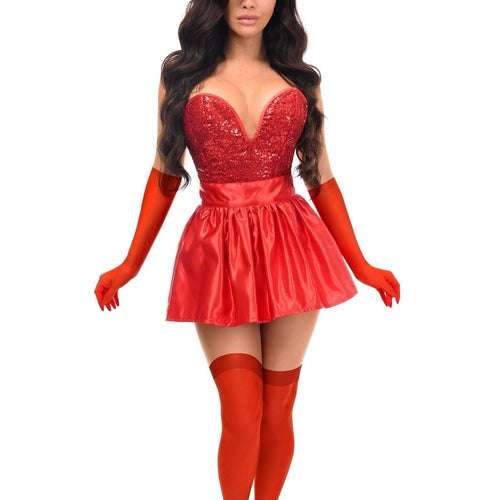 Top Drawer 5 PC Premium Red Bunny Corset Costume