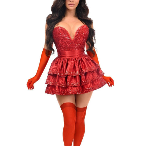 Top Drawer 5 PC Red Sequin Bunny Corset Costume
