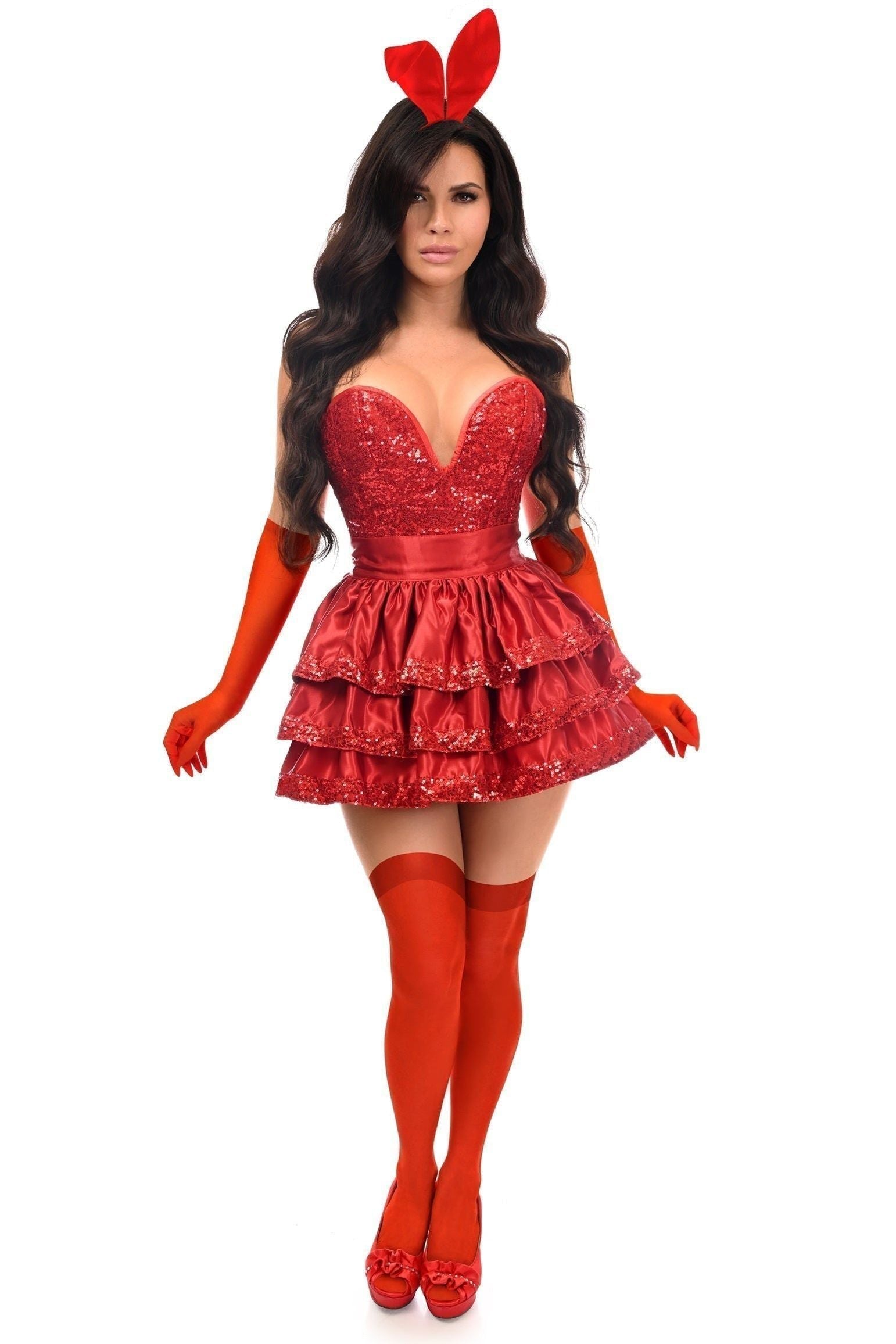 Top Drawer 5 PC Red Sequin Bunny Corset Costume - Daisy Corsets