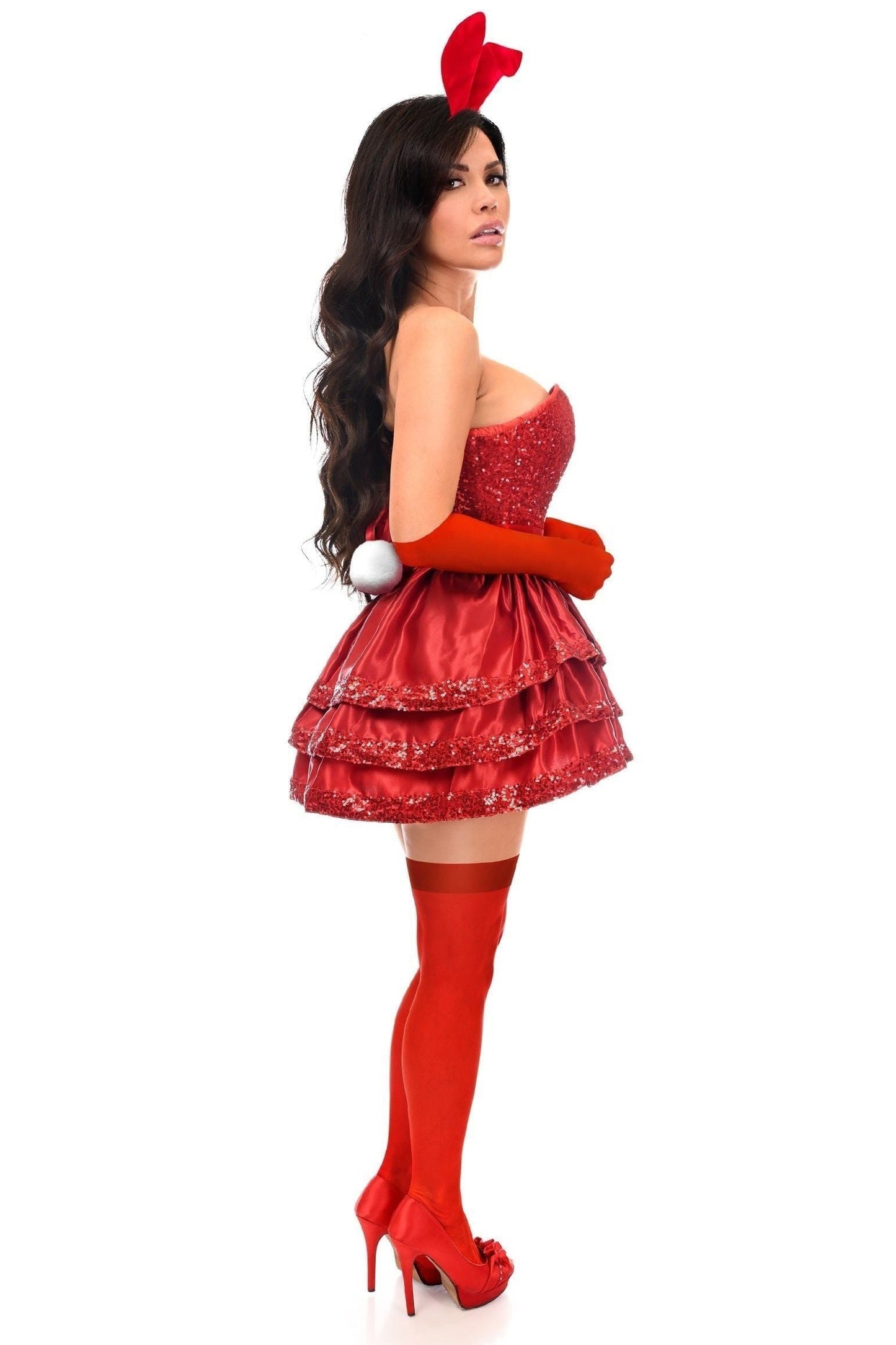 Top Drawer 5 PC Red Sequin Bunny Corset Costume - Daisy Corsets