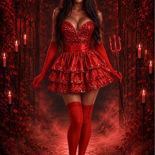 Top Drawer 5 PC Red Sequin Devil Corset Costume