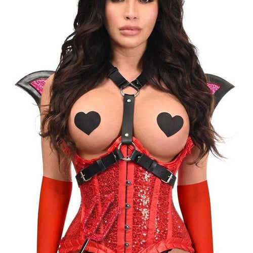 Top Drawer 5 PC Red Sequin Devil Harness Corset Costume