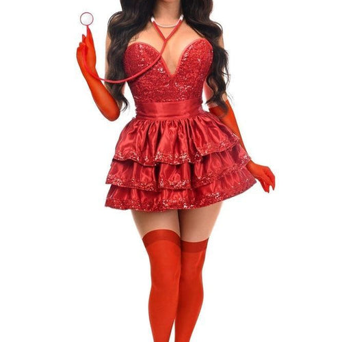 Top Drawer 5 PC Red Sequin Nurse Corset Costume