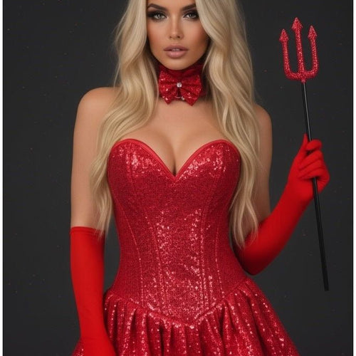 Top Drawer 5 PC Sequin Devil Corset Costume