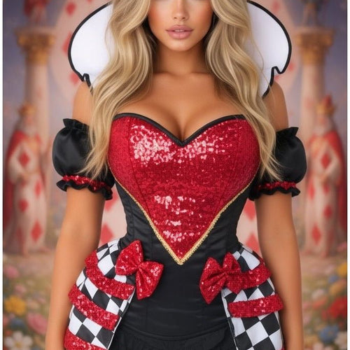 Top Drawer 6 PC Royal Red Queen Corset Costume