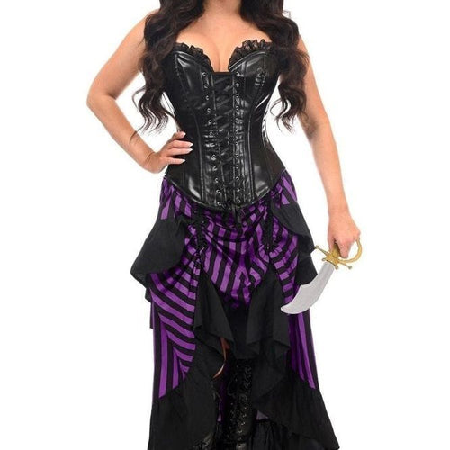 Top Drawer Black/Purple Striped Premium Corset Costume