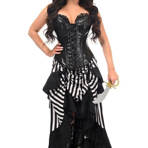 Top Drawer Black/White Striped Premium Corset Costume