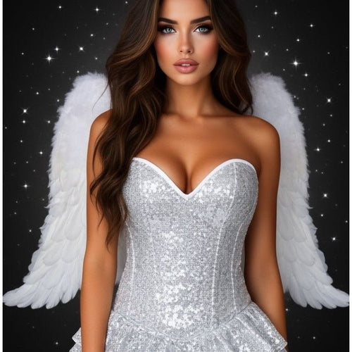 Top Drawer Premium Sequin Angel Corset Dress Costume