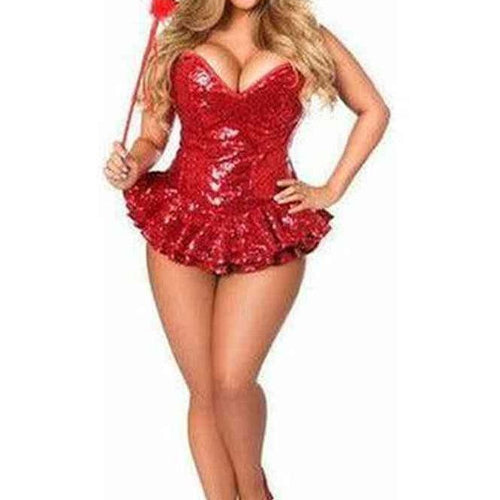 Top Drawer Premium Sequin Devil Corset Dress Costume