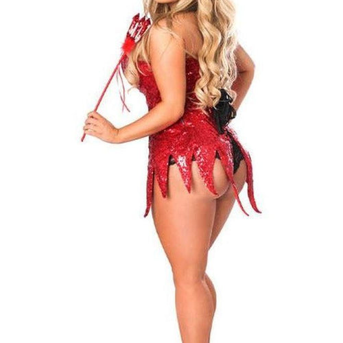 Top Drawer Red Sequin Devil Corset Dress Costume
