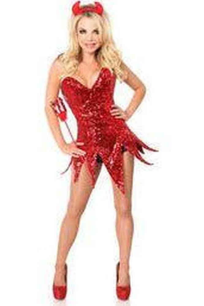 Top Drawer Red Sequin Devil Corset Dress Costume - Daisy Corsets