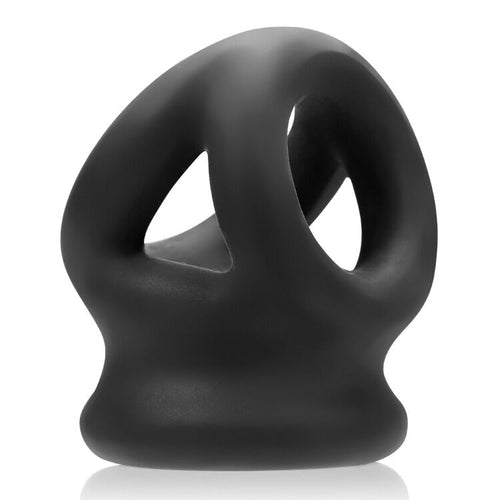 TRI SQUEEZE COCKSLING BALL STRETCHER OXBALLS SILICONE TPR BLEND BLACK ICE (NET) - OXS3024BLIC