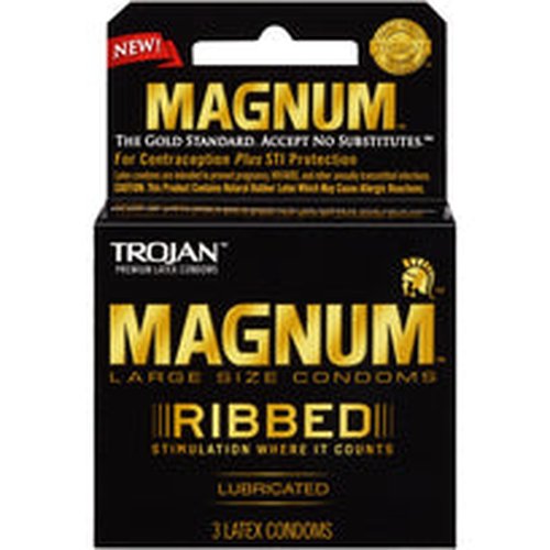 TROJAN MAGNUM RIBBED 3PK - T64208