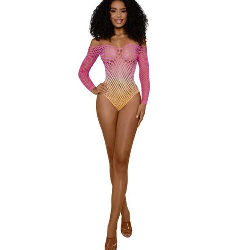 DREAMGIRL STAPLE OFF SHOULDER BODYSUI TROPICAL PEACH OS - DG14092TRPC