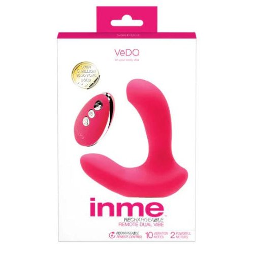 VEDO INME DUAL VIBE W/ REMOTE RECHARGEABLE PINK - VIP2609