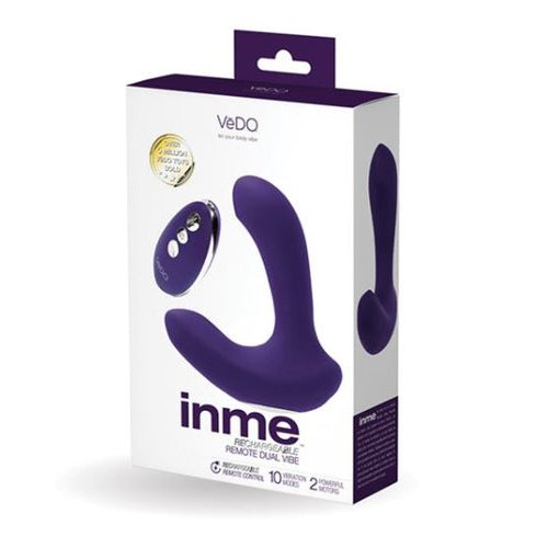 VEDO INME DUAL VIBE W/ REMOTE RECHARGEABLE PURPLE - VIP2613