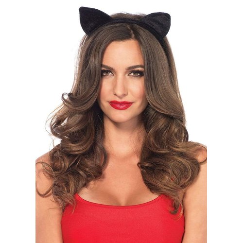Velvet Black Cat Ears Costume Headband - A2783     00122