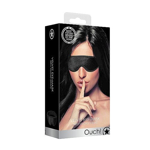 VELVET & VELCRO EYE MASK ADJUSTABLE BLACK - SHTOU521BLK