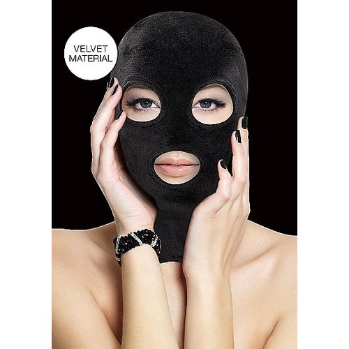 VELVET & VELCRO MASK W/ MOUTH & EYE OPENING BLACK - SHTOU523BLK