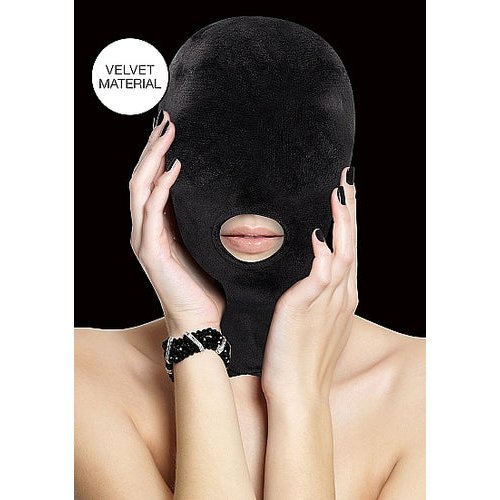 VELVET & VELCRO MASK W/ MOUTH OPENING BLACK - SHTOU524BLK