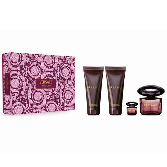 VERSACE CRYSTAL NOIR 4PC SET, WOMEN'S GIFT SET, EDP-Pinkfoxxx