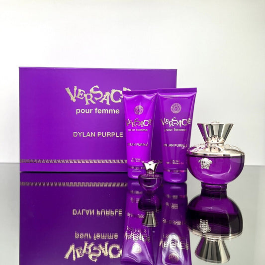 VERSACE DYLAN PURPLE 4PC SET, WOMEN'S GIFT SET, EDP-Pinkfoxxx
