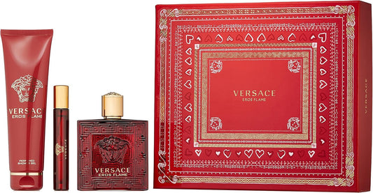 VERSACE EROS FLAME 3PC SET, MEN'S GIFT SET, EDP-Pinkfoxxx