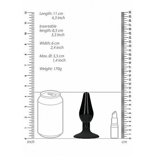 (WD) INTERCHANGEABLE BUTT PLUG ROUNDED LARGE BLACK - SHTOU352BLK
