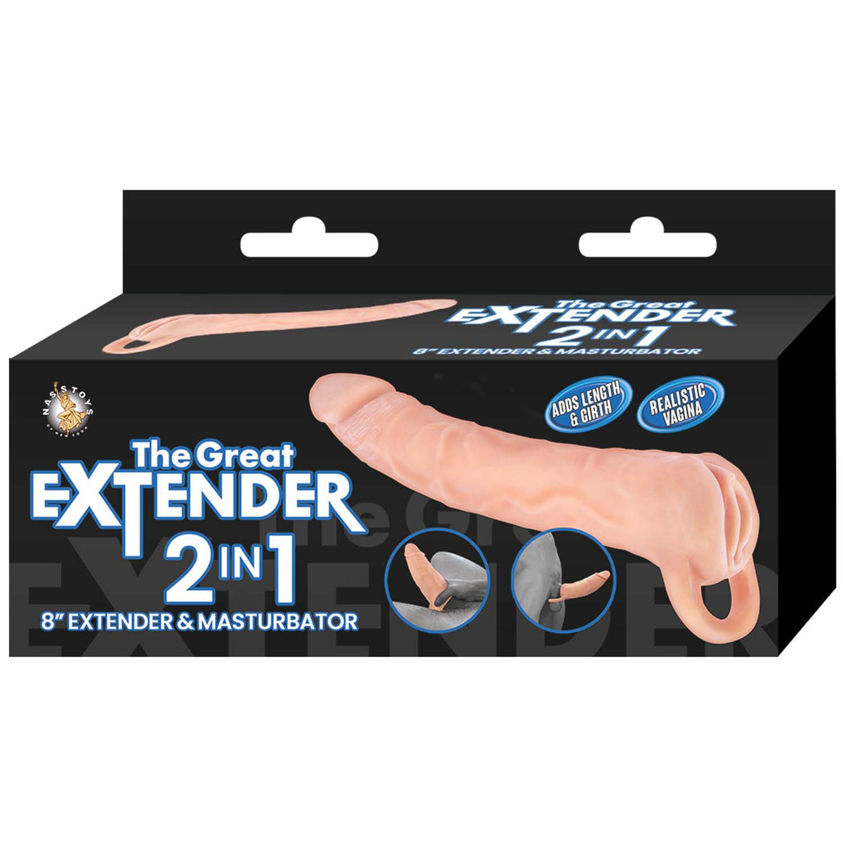GREAT EXTENDER 8 2 IN 1 WHITE EXTENDER & MASTURBATOR "