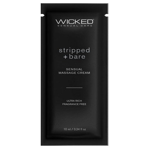 Wicked Sensual Massage Cream-Stripped + Bare Unscented 10ml Foil