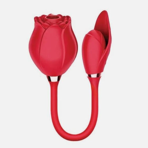 WILD ROSE & BULLET RECHARGEABLE SILICONE SUCTION VIBRATOR - IB1703