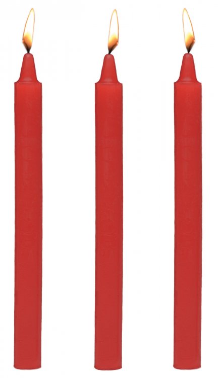 MASTER SERIES FIRE STICKS FETISH DRIP CANDLE SET OF 3 RED - XRAG364RD