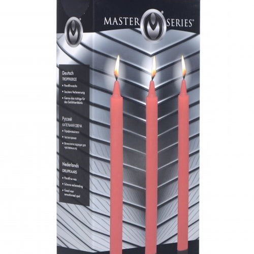 MASTER SERIES FIRE STICKS FETISH DRIP CANDLE SET OF 3 RED - XRAG364RD
