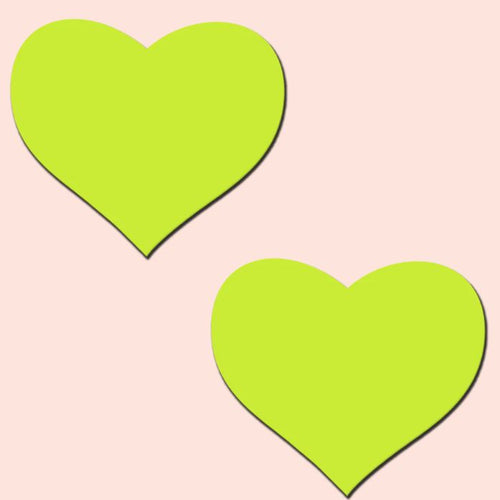 PASTEASE HEARTS GLOW IN THE DARK NEON YELLOW - PASHRTGLWYL
