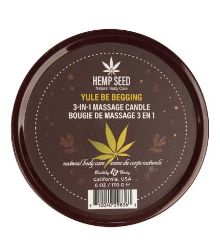 HEMP SEED 3-IN-1 MASSAGE CANDL YULE BE BEGGING 6OZ - EBHSCH025C