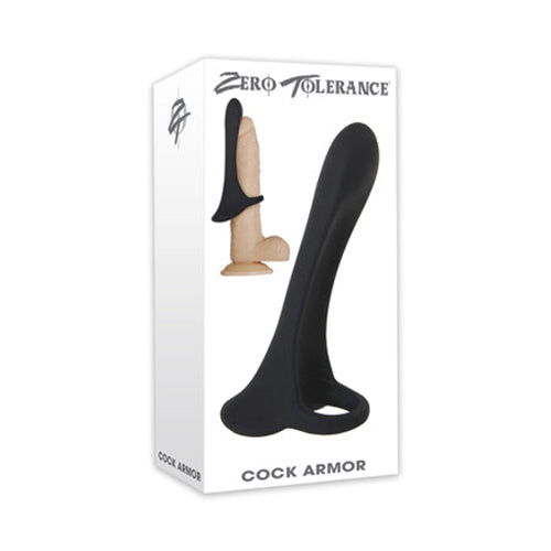 Zero Tolerance Cock Armor Rechargeable Vibrating Silicone Cock Sheath Black - Pinkfoxxx