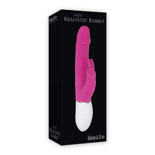 Adam & Eve Eve's Realistic Rabbit Rechargeable Silicone Rabbit Vibrator Pink