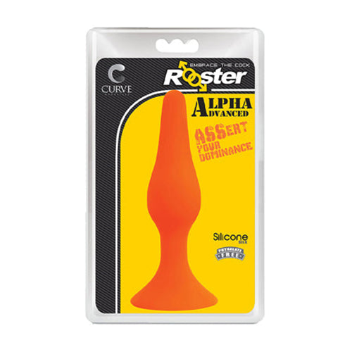 Curve Toys Rooster Alpha Advanced Silicone Anal Plug with Suction Cup Orange - Pinkfoxxx