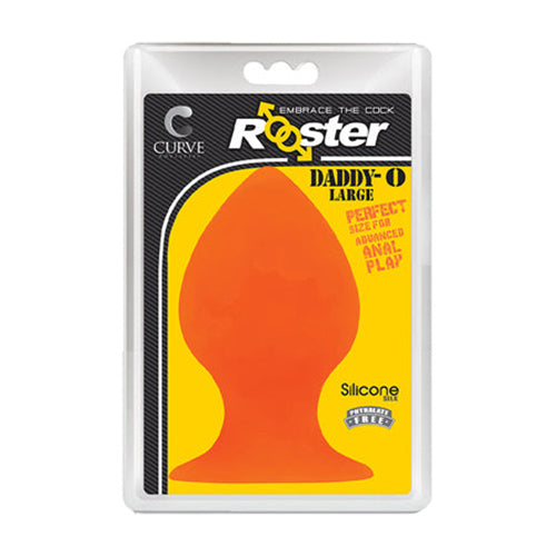 Curve Toys Rooster Daddy-O Large Silicone Anal Plug with Suction Cup Orange - Pinkfoxxx