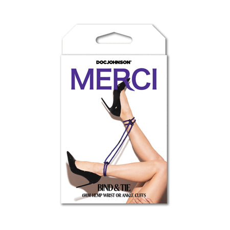 Merci Bind&Tie 6mm Hemp Wrist/Ankle Cuffs Violet - Pinkfoxxx