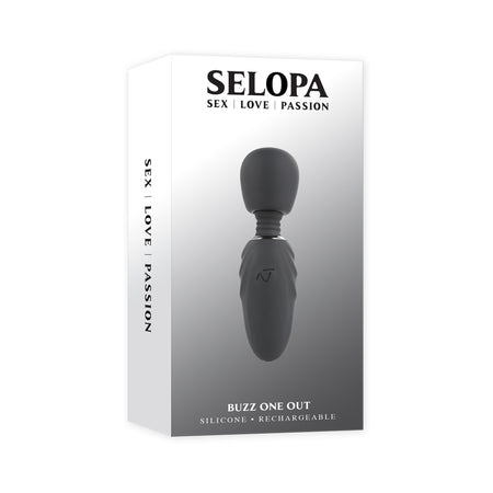 Selopa Buzz One Out Rechargeable Silicone Mini Wand Vibrator Black - Pinkfoxxx